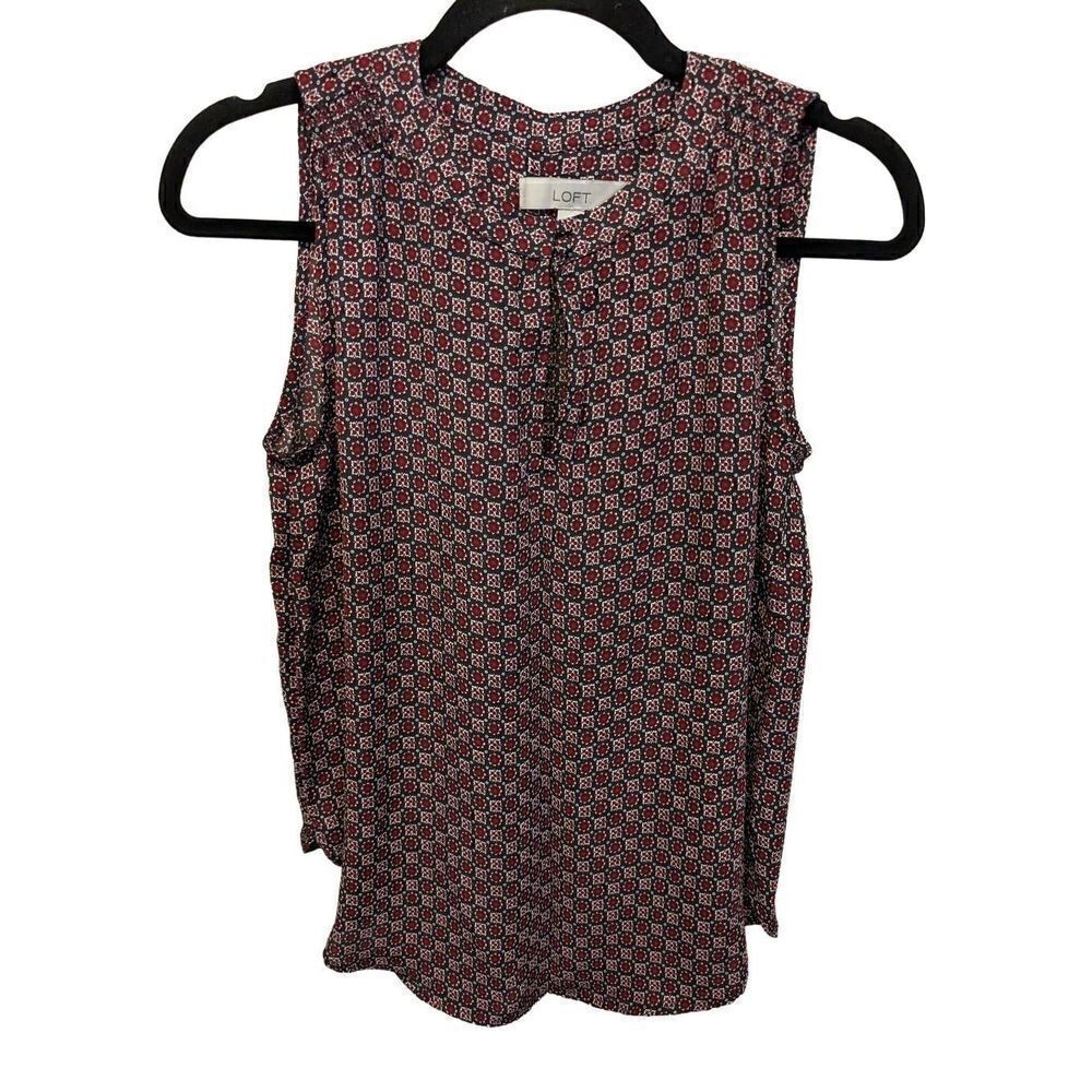LOFT Geo Pleated Sleeveless Top Women's Size XS